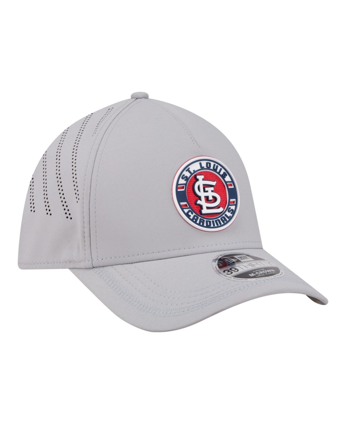 Мужская кепка New Era Gray St. Louis Cardinals Patch 39THIRTY A-Frame M-Crown Perforated Flex Hat — фото 3