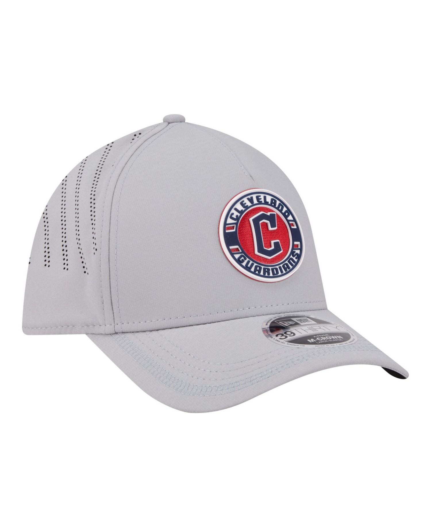 Men's Gray Cleveland Guardians Patch 39THIRTY A-Frame M-Crown Perforated Flex Hat