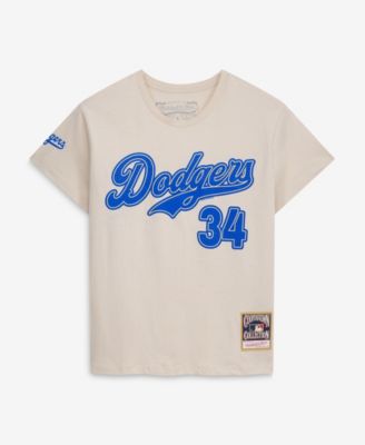 Women's Fernando Valenzuela Cream Los Angeles Dodgers Cooperstown Name & Number Throwback T-Shirt