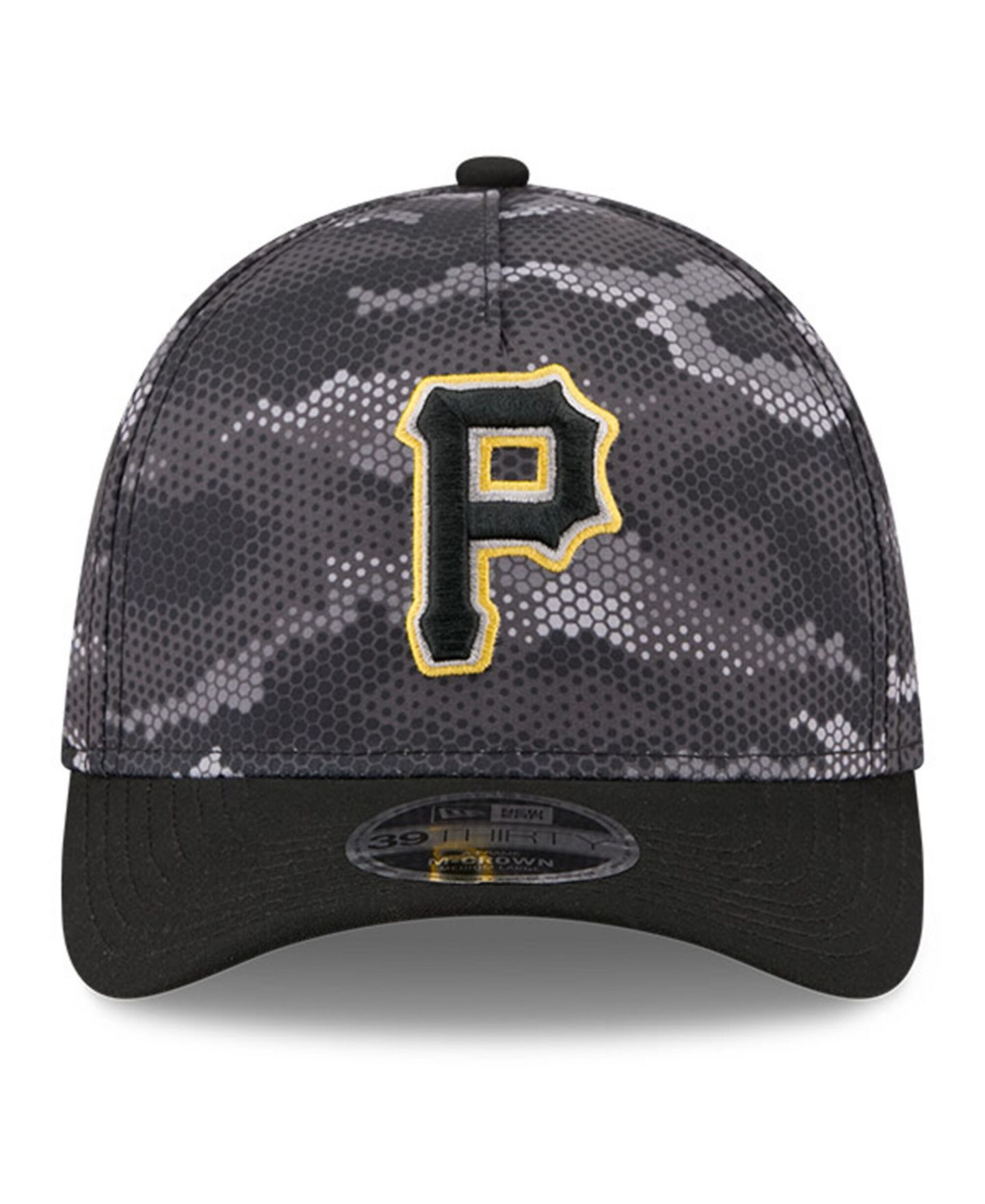 Мужская кепка New Era Black Pittsburgh Pirates Camo 39THIRTY A-Frame Flex Hat — фото 2