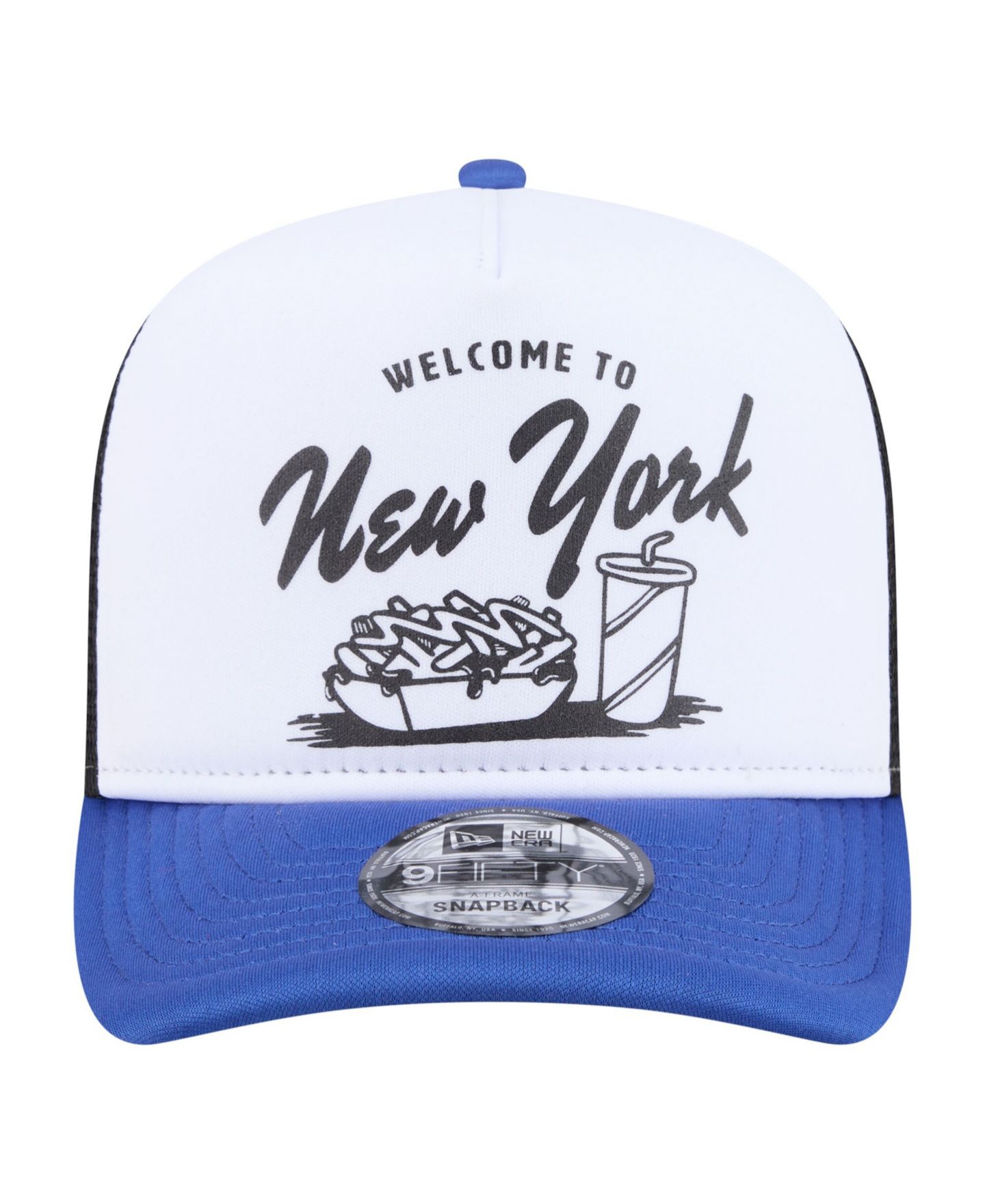 Мужская кепка New Era White/Royal New York Mets Foodie A-Frame 9FIFTY Trucker Snapback Hat — фото 2
