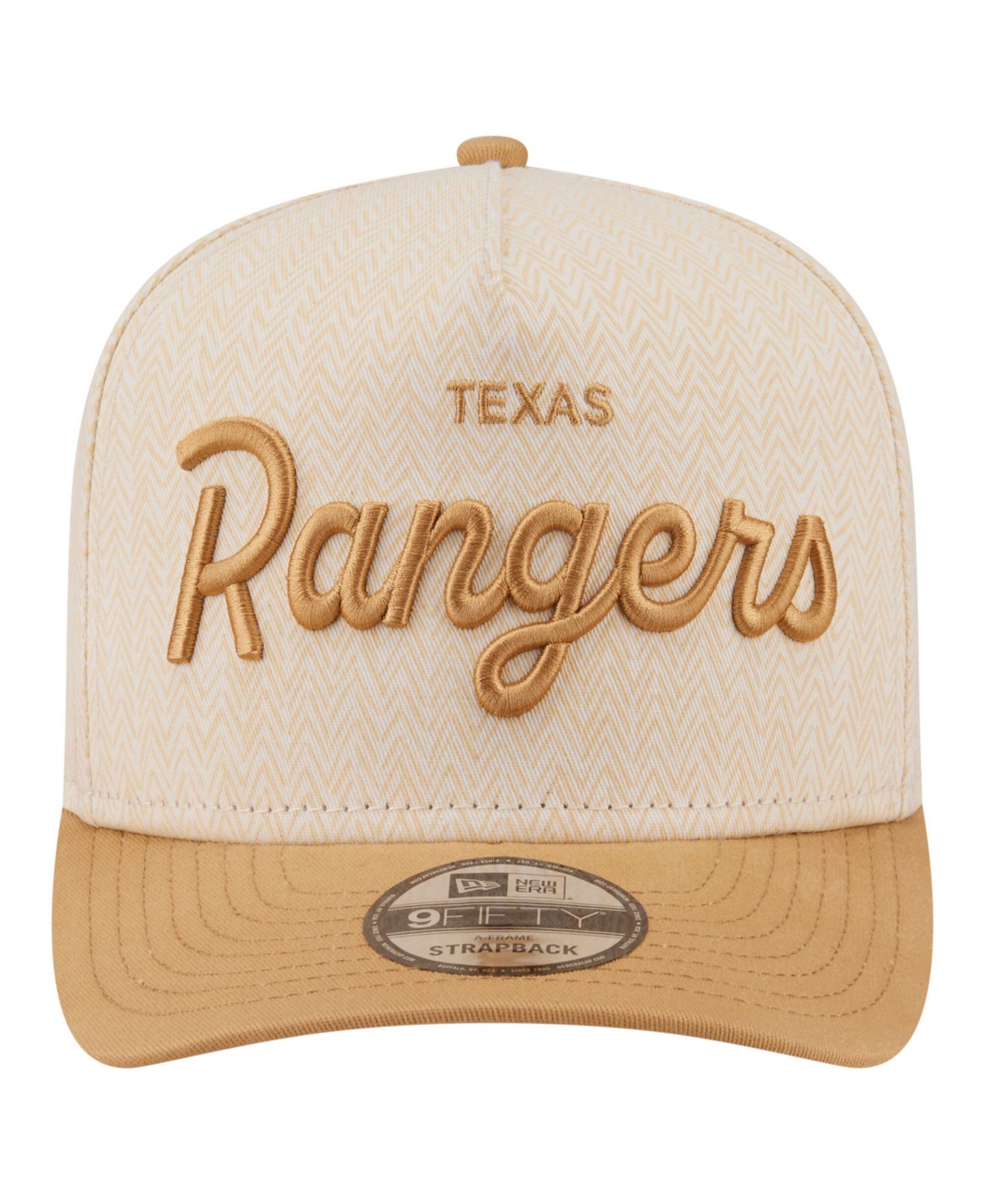 Мужская кепка New Era Cream Texas Rangers Herringbone 9FIFTY A-Frame Snapback Hat — фото 2