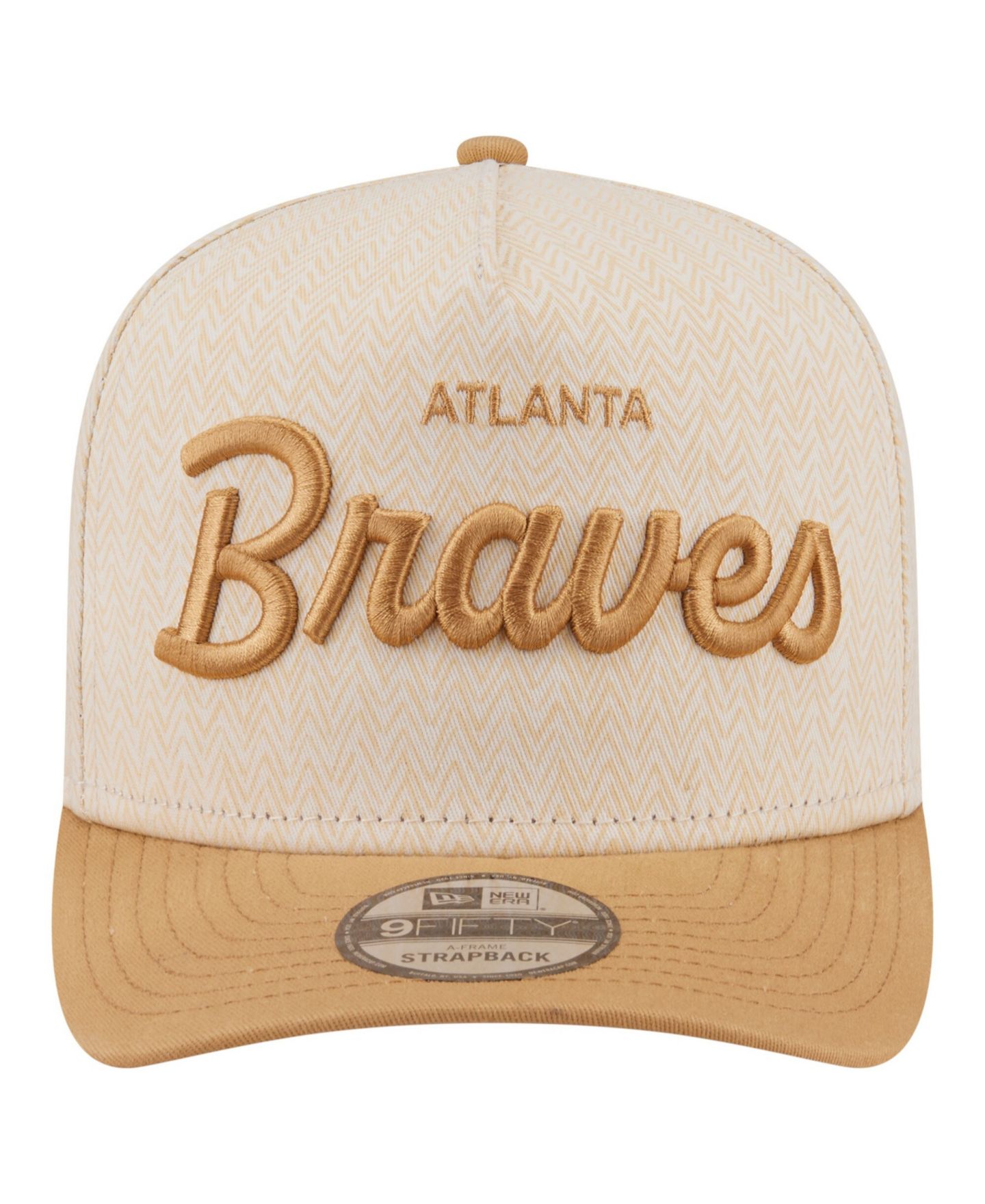 Мужская кепка New Era Cream Atlanta Braves Herringbone 9FIFTY A-Frame Snapback Hat — фото 2