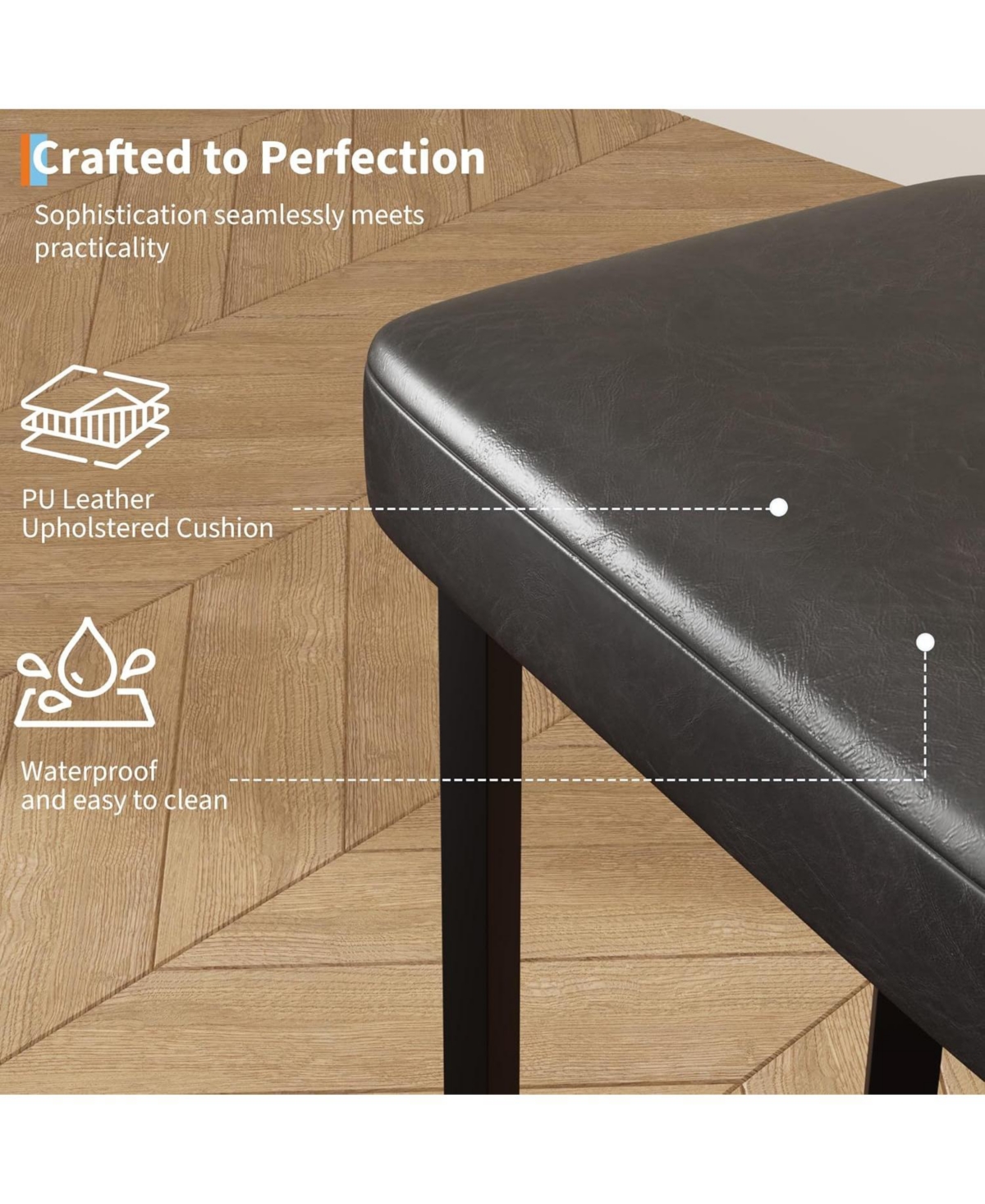 gaomon 24.6 Inch Bar Stools, Set of 2 Bar Chairs, High-Quality Faux Leather Barstools with Irregular Legs