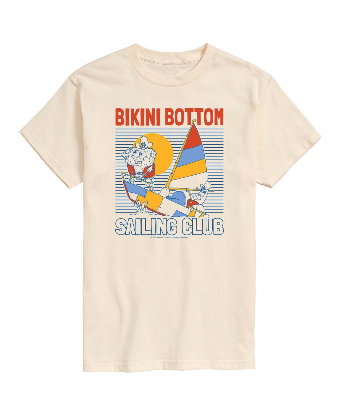 Airwaves Men's Sponge Bob Square Pants Bikini Botton Sailing Club Graphic T-Shirt