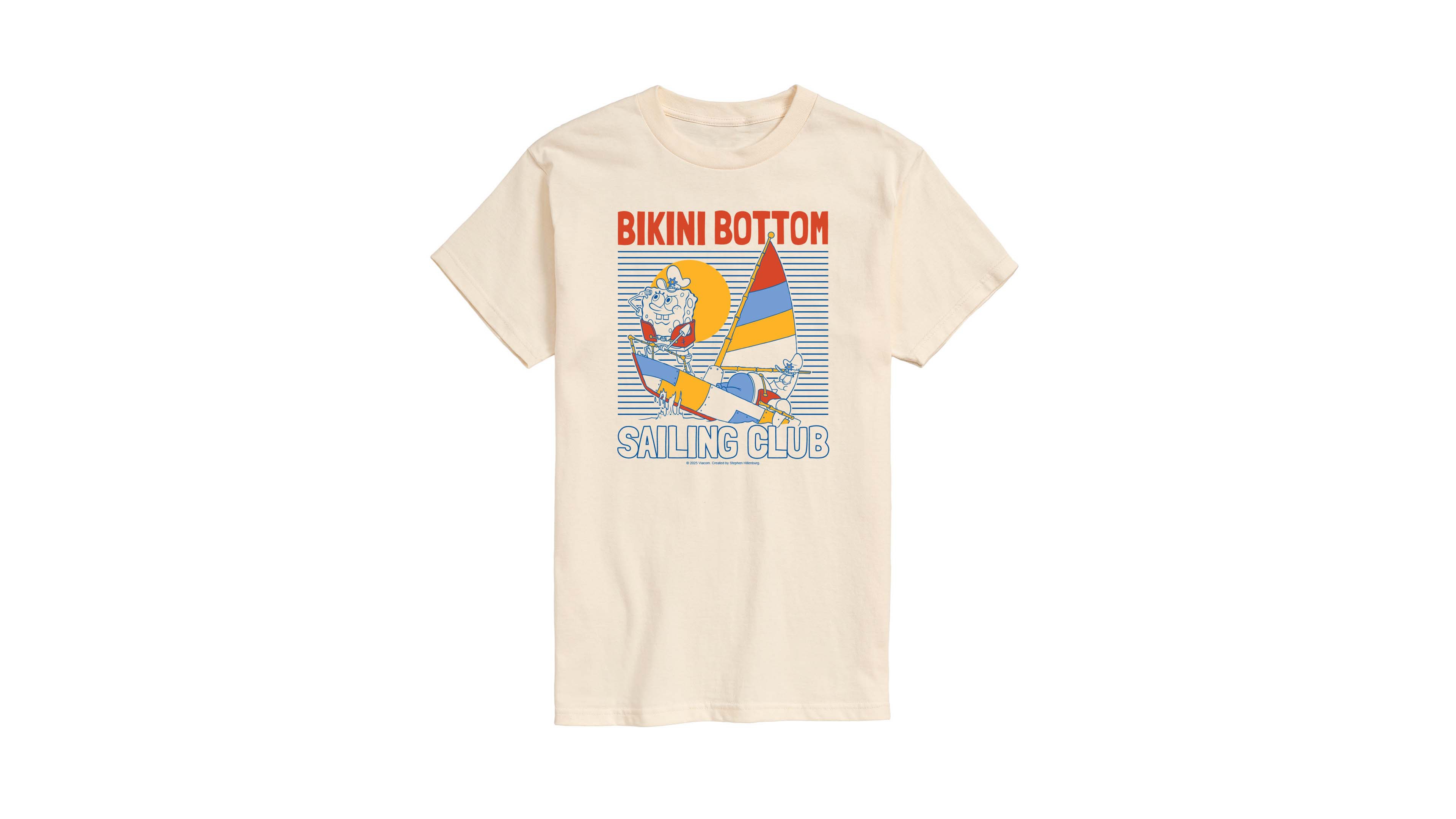 Airwaves Men's Sponge Bob Square Pants Bikini Botton Sailing Club Graphic T-Shirt