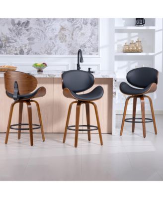 26 Inches Mid-Century Modern Swivel Bar Stools, Set of 3