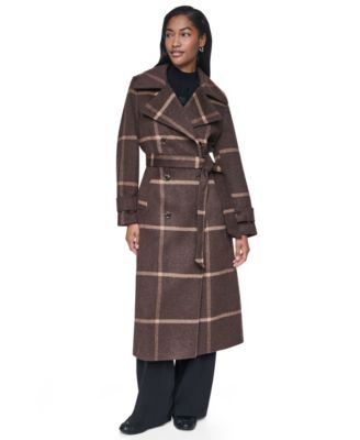 Womens Notch Collar Belted Wrap Coat