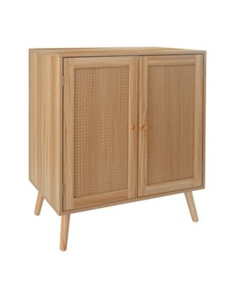 Sideboard Buffet Cabinet with Rattan Doors Farmhouse Storage Table with Wood Feet for Living Room Kitchen Hallway
