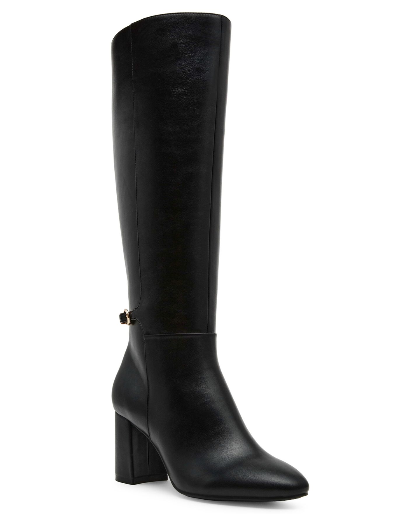 Женские ботинки Anne Klein Amerigo Block Heel Tall, цвет: Чёрный гладкий — фото 1
