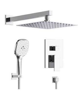 High-Pressure Rain Shower System, Shower Faucet Set 10" Rainfall Shower Head with 3-Function Handheld Spray Brushed