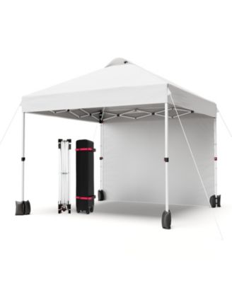 10x10FT Pop Up Canopy Tent, Removable Sidewall, Adjustable Height, Vented Roof, Waterproof Silver Coating, Quick Setup with Wheeled Carry Bag