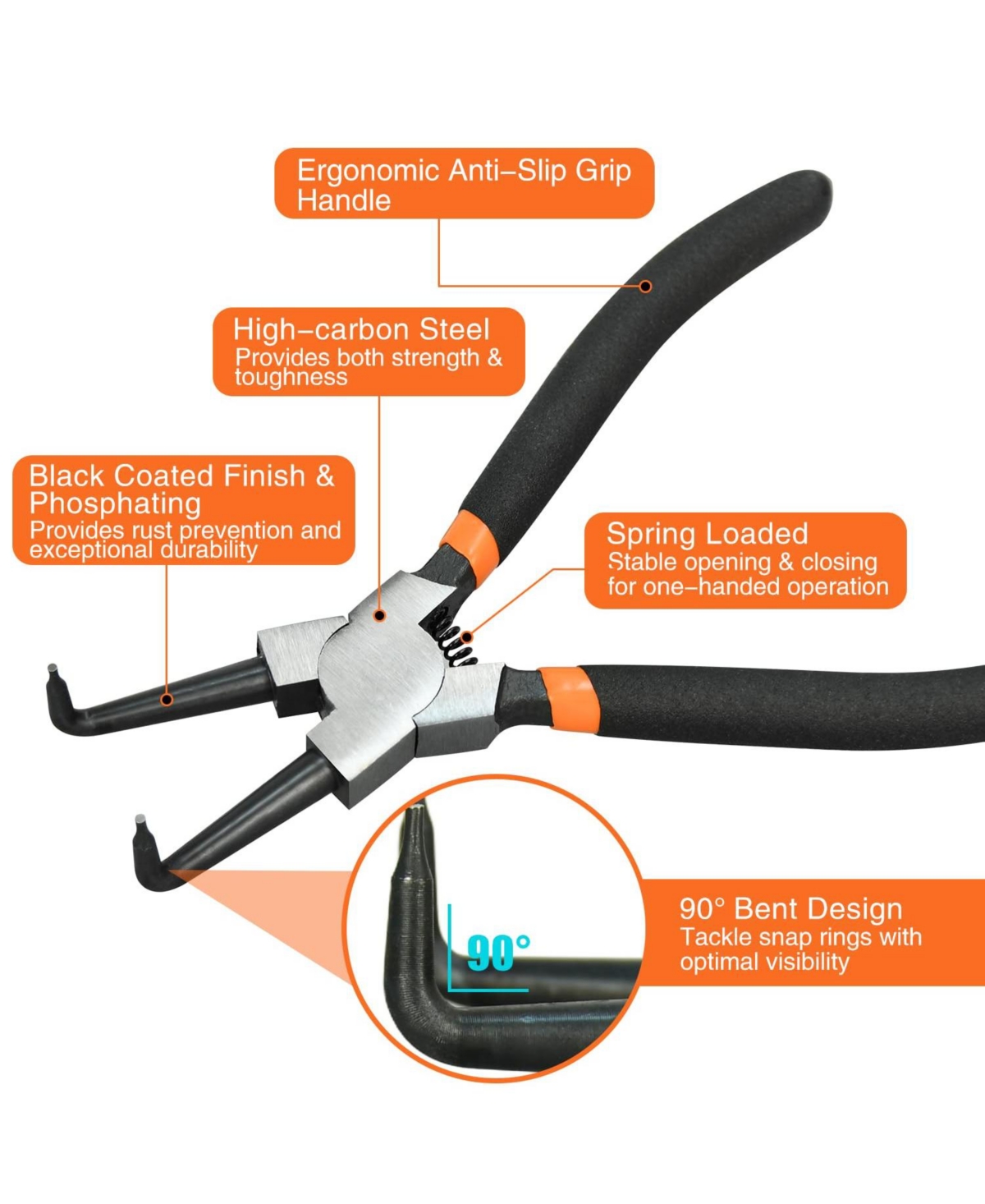 Xdovet Snap Ring Pliers Set Internal External Circlip Straight Bent Jaw