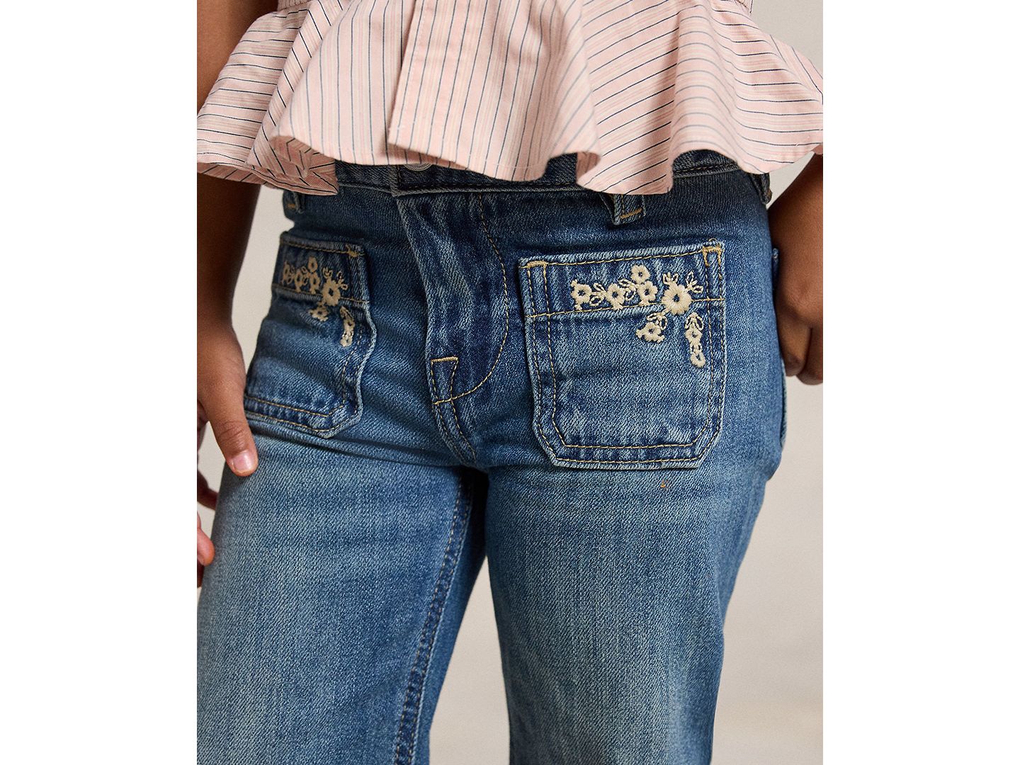 Джинсы Polo Ralph Lauren Embroidered Flared Cotton Denim Jeans для девочек, цвет: Варёный — фото 3