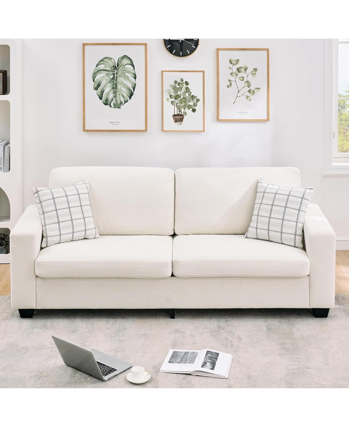 gaomon 83" Modern Sofa Couches for Living Room, Corduroy 3 Seater Deep Seat Couch, Upholstered Sofa for Bedroom Apartment