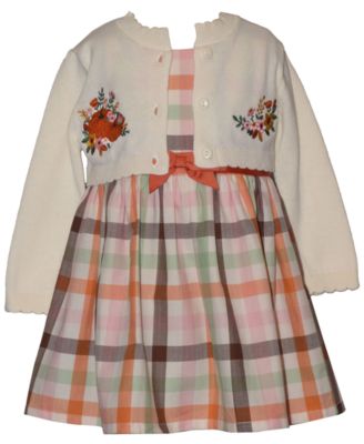 Baby Girls' Harvest Cardigan, Sleeveless Dress and Diaper Cover, 3-Piece Set
