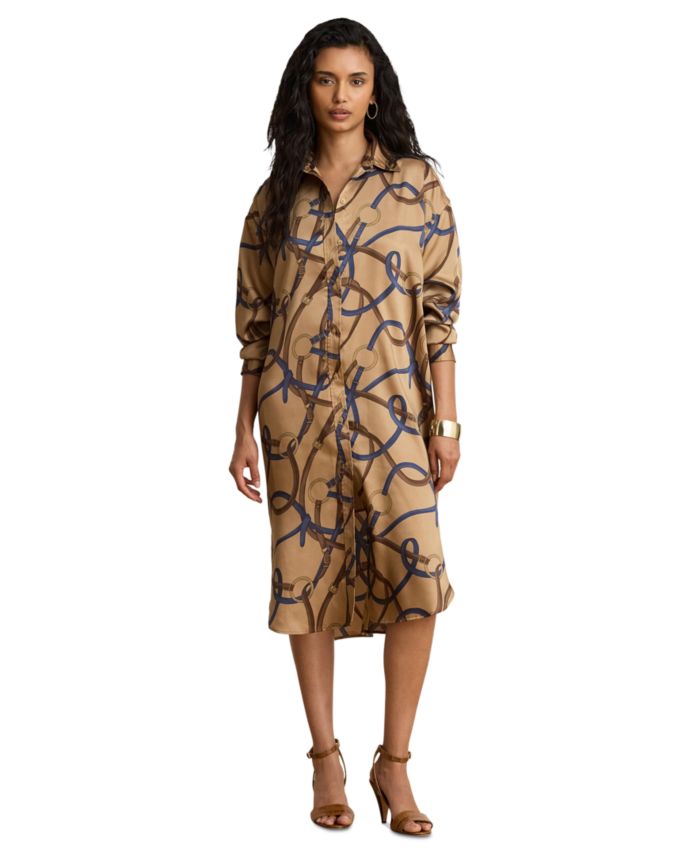 Lauren Ralph Lauren Women's Belting Print Collared Midi Dress