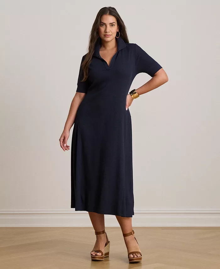 Women's Rib Knit Collared Dress - thumbnail 2