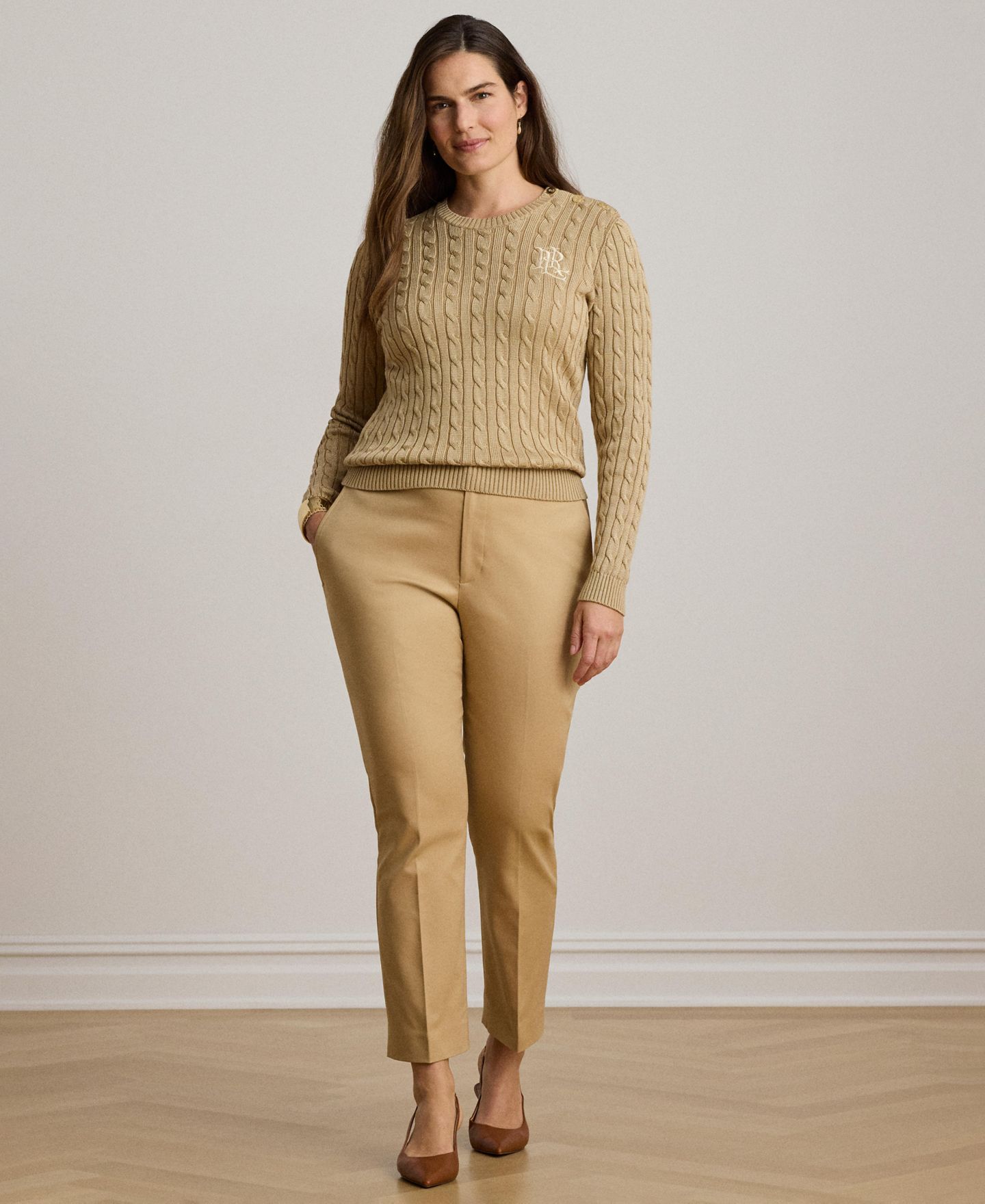Женские брюки Lauren Ralph Lauren High-Rise Slim Ankle, цвет: Берёзовый рыжевато-коричневый — фото 2