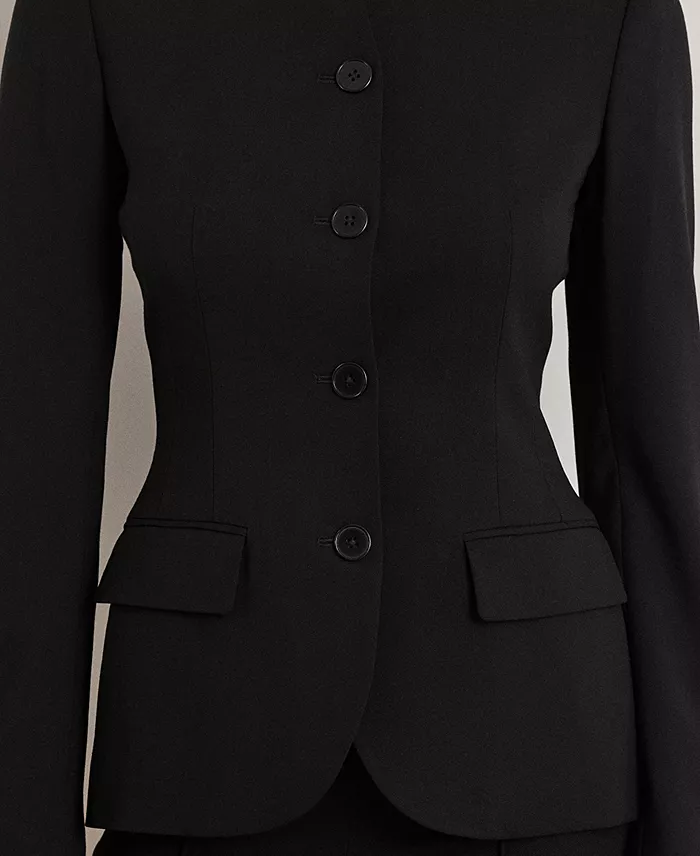Women's Stretch Lightweight Curved Stand Collar Blazer - thumbnail 4