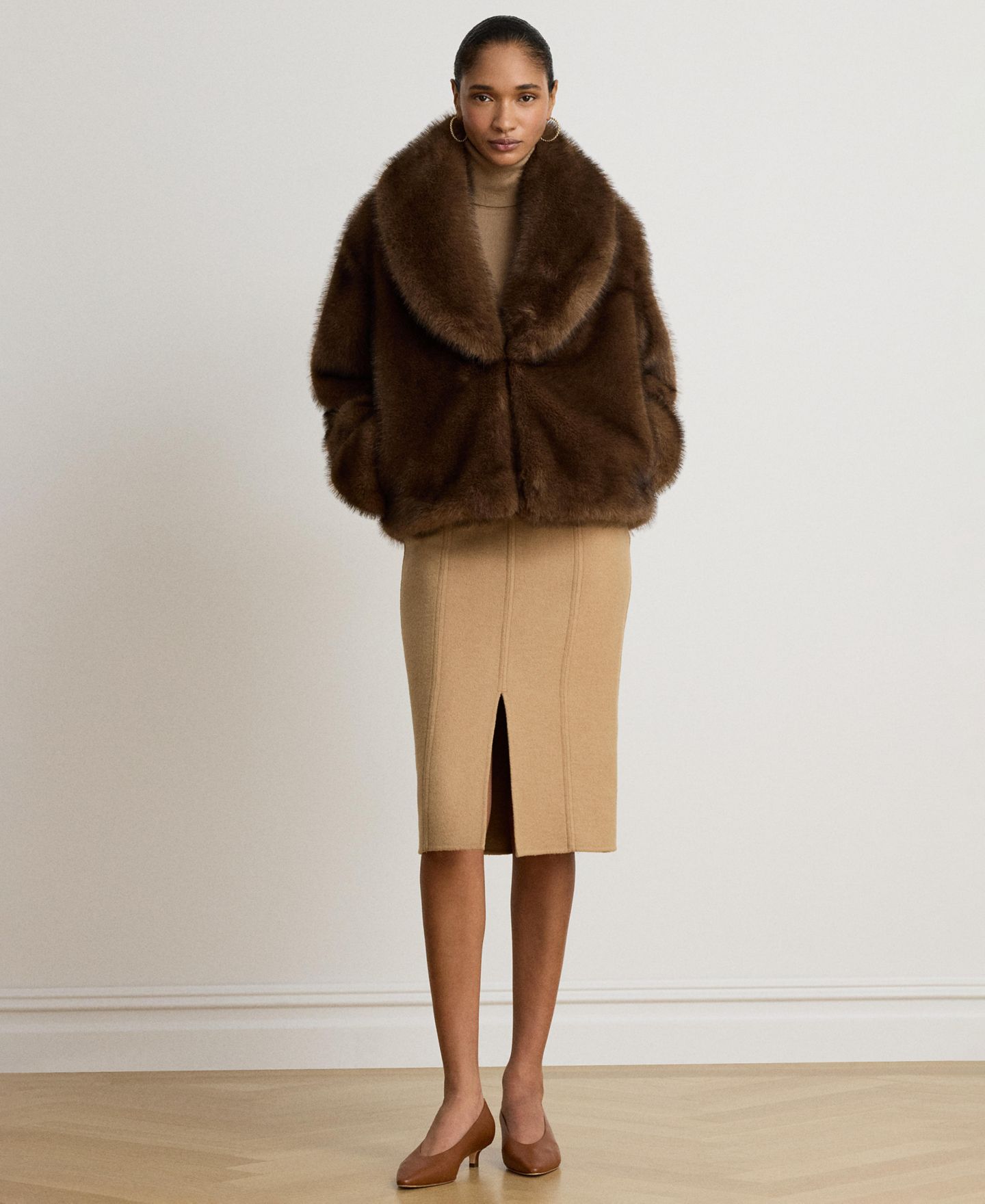 Женская юбка Lauren Ralph Lauren Double-Faced Wool-Blend Pencil, цвет: Верблюжий — фото 2