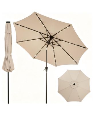 Outdoor 10Feet Table Market Patio Umbrella with 32 Solar LED Lights for Garden, Deck, Backyard and Pool