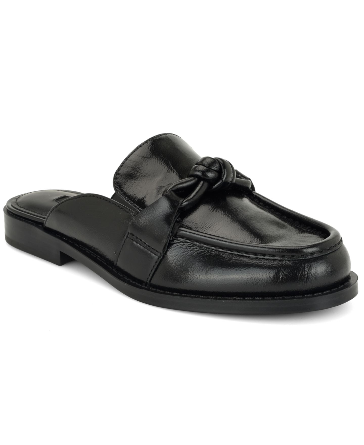 Женские сабо Nine West Mavey Knotted Slip-On Loafer Mules, цвет: Чёрный кожаный — фото 1