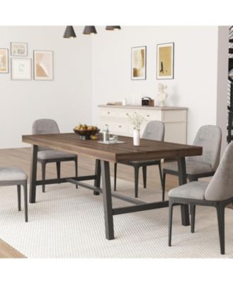 70 Inch Farmhouse Dining Table for 6 to 8, Large Rectangular Dinner Table for Dining Room, Home Office, Living Room