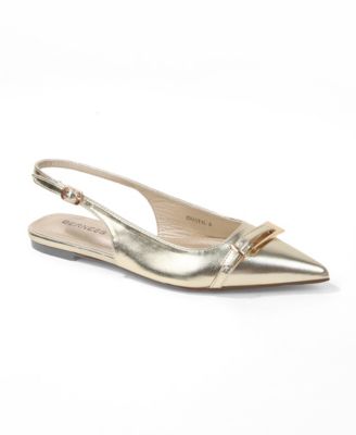 Women's Chantal Pointed Toe Slingback Flats with Elongated Buckle