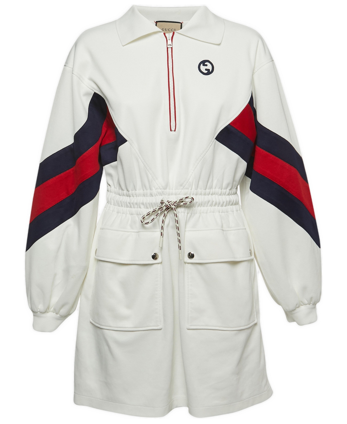 Pre-Owned Gucci Women's Knit Interlocking G Web Detailed Mini Polo Dress