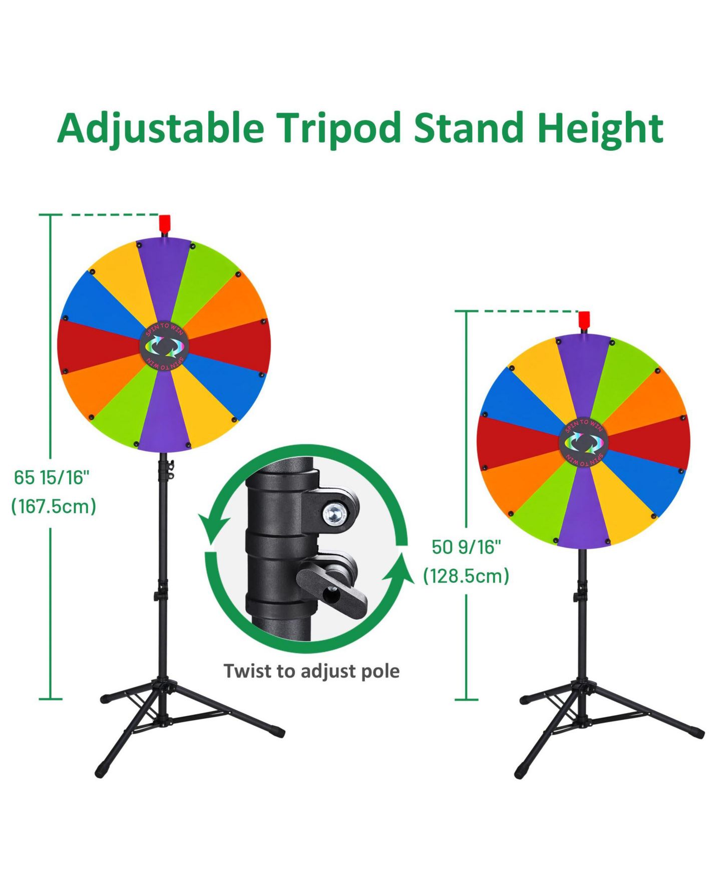 Детская игрушка WinSpin 24" Display Prize Wheel Black and Green DIY Tripod 12 Slot Modular Custom Spinning Wheel for Pop Up Trade Show, цвет: Natrual — фото 9