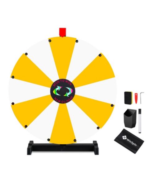 Детская игрушка WinSpin 24" Display Prize Wheel Yellow and White DIY Tabletop 12 Slots Modular Custom Spinning Wheel for Pop Up Trade Show, цвет: Natrual