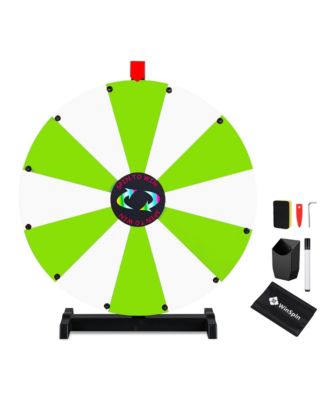 24" Display Prize Wheel Green and White DIY Tabletop 12 Slots Modular Custom Spinning Wheel for Pop Up Trade Show
