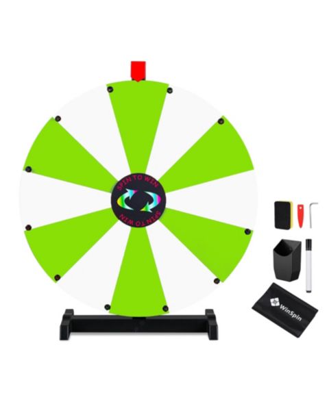 Детская игрушка WinSpin 24" Display Prize Wheel Green and White DIY Tabletop 12 Slots Modular Custom Spinning Wheel for Pop Up Trade Show, цвет: Natrual