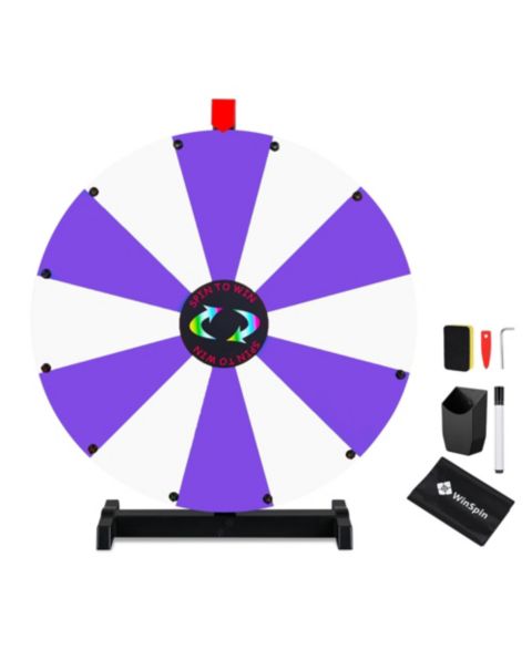 Детская игрушка WinSpin 24" Display Prize Wheel Purple and White DIY Tabletop 12 Slots Modular Custom Spinning Wheel for Pop Up Trade Show, цвет: Natrual
