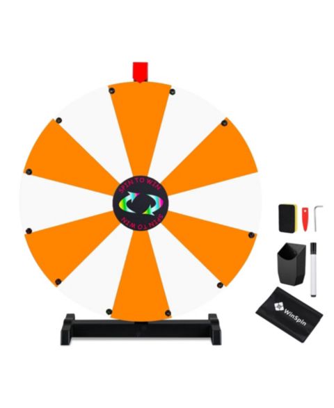 Детская игрушка WinSpin 24" Display Prize Wheel Orange and White DIY Tabletop 12 Slots Modular Custom Spinning Wheel for Pop Up Trade Show, цвет: Natrual