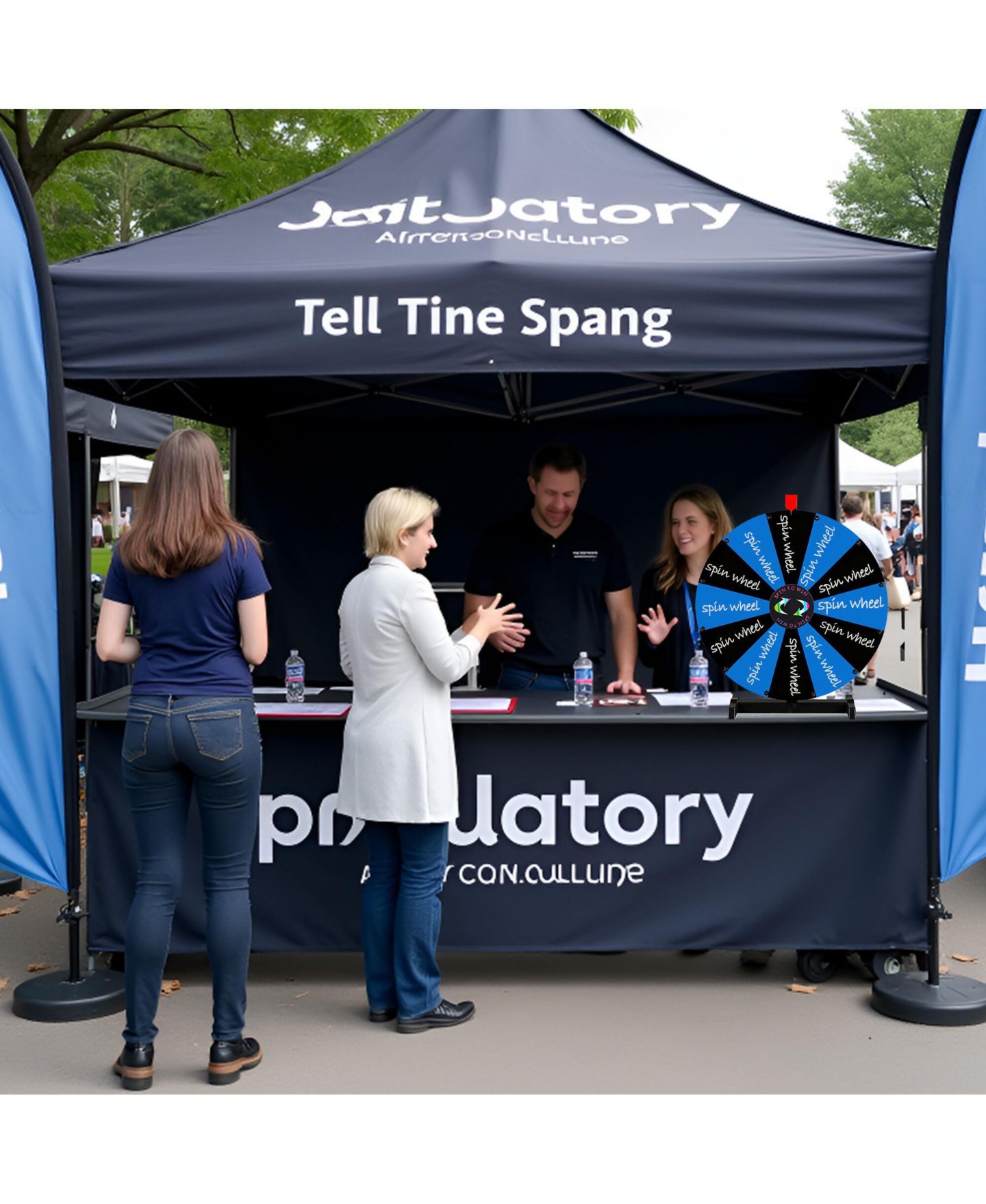 Детская игрушка WinSpin 24" Display Prize Wheel Black and Blue DIY Tabletop 12 Slots Modular Custom Spinning Wheel for Pop Up Trade Show, цвет: Natrual — фото 2