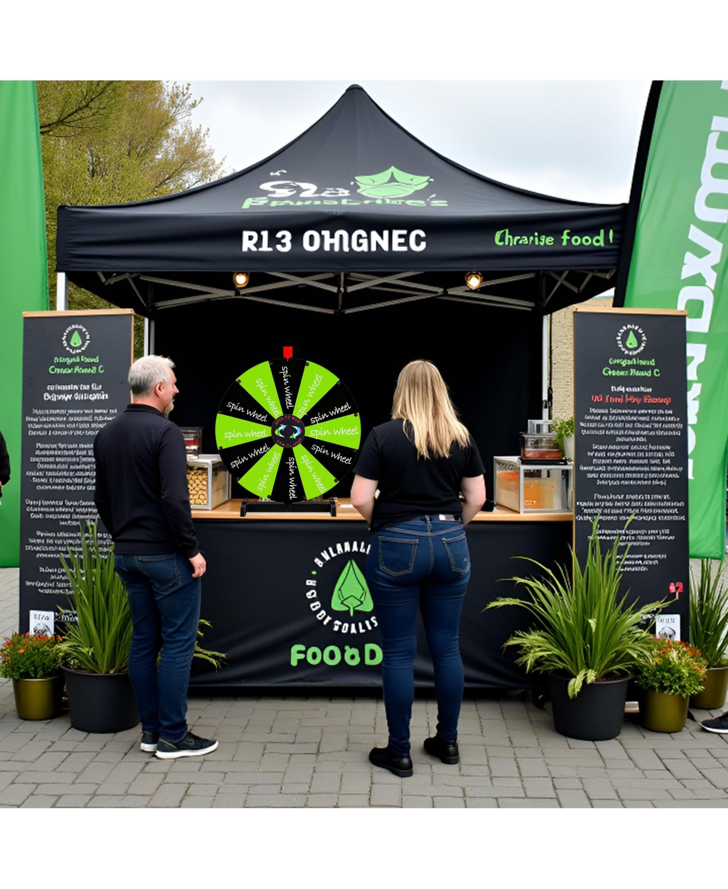 Детская игрушка WinSpin 24" Display Prize Wheel Black and Green DIY Tabletop 12 Slots Modular Custom Spinning Wheel for Pop Up Trade Show, цвет: Natrual — фото 2