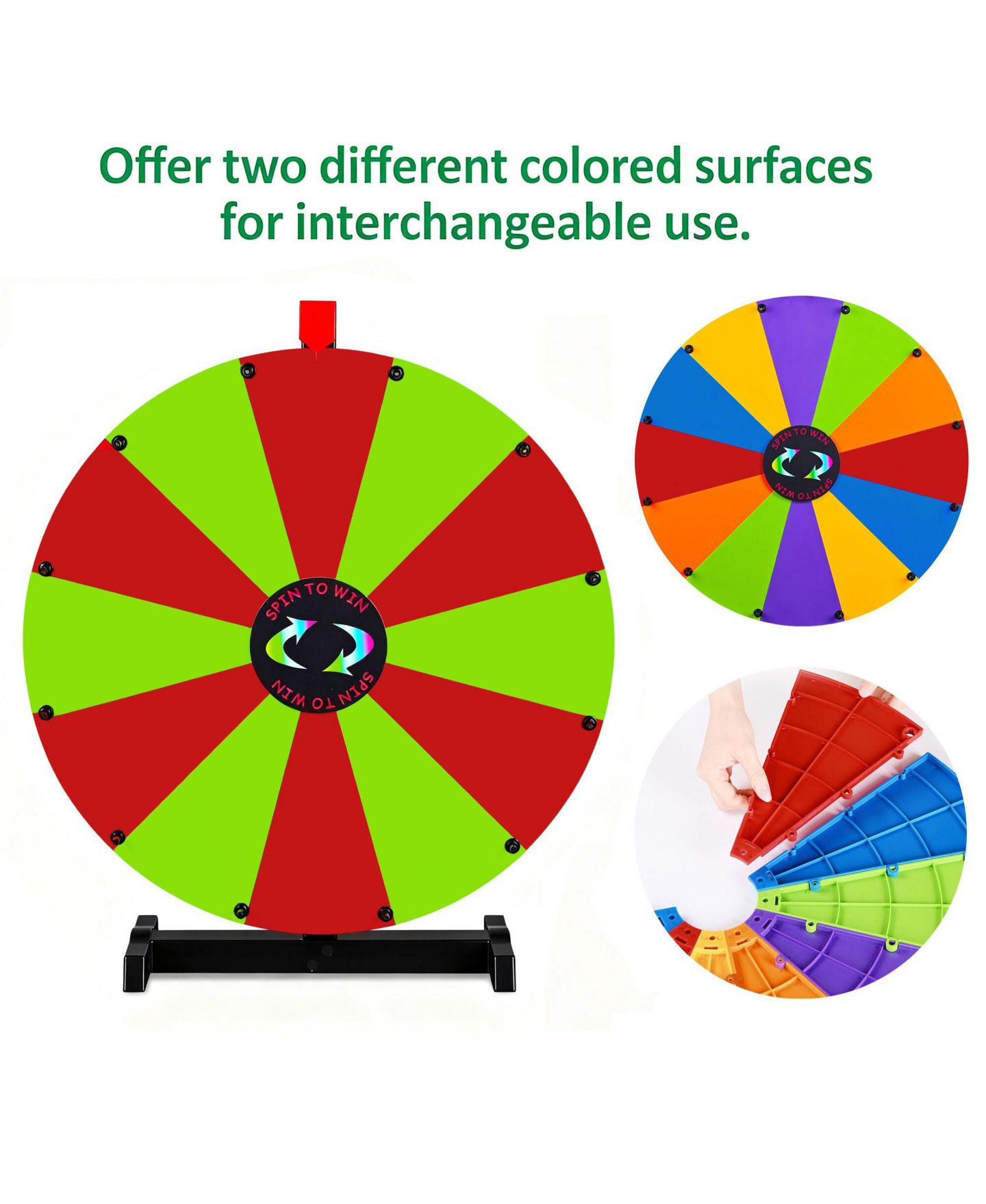 Детская игрушка WinSpin 24" Display Prize Wheel Red and Green DIY Tabletop 12 Slots Modular Custom Spinning Wheel for Pop Up Trade Show, цвет: Natrual — фото 2