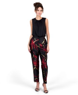 Women's Side Zip Straight Ankle Jacquard Pants