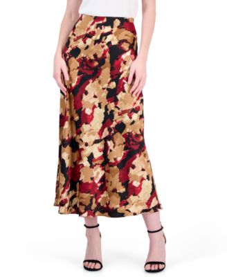 Women's Printed High-Waisted A-Line Midi Skirt