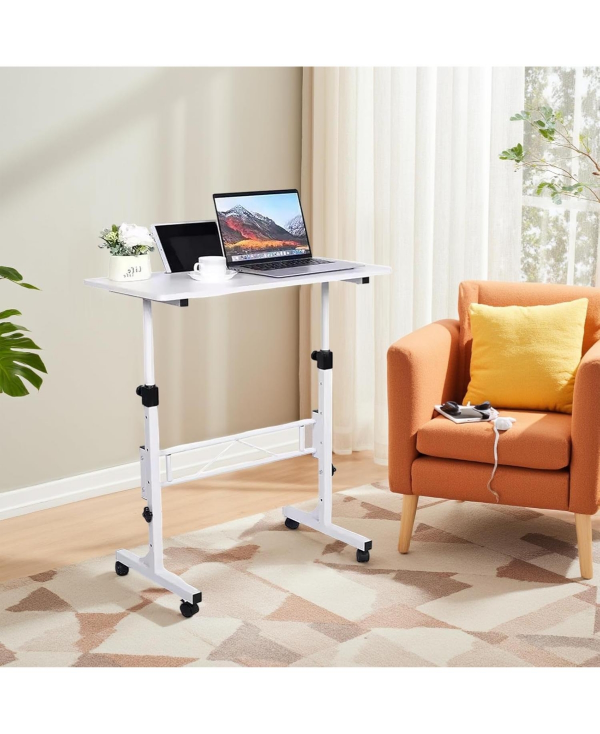 gaomon Mobile Standing Desk, Height Adjustable Sit-Stand Table, Rolling Portable Computer Workstation for Home Office