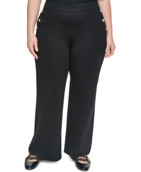 Женские брюки KARL LAGERFELD PARIS Plus Size Compression Sailor Mid-Rise Straight, цвет: Чёрный