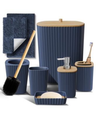 8 Piece Complete Bathroom Decor and Accessory Set with Bath Rugs