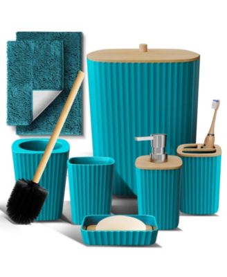 8 Piece Complete Bathroom Decor and Accessory Set with Bath Rugs