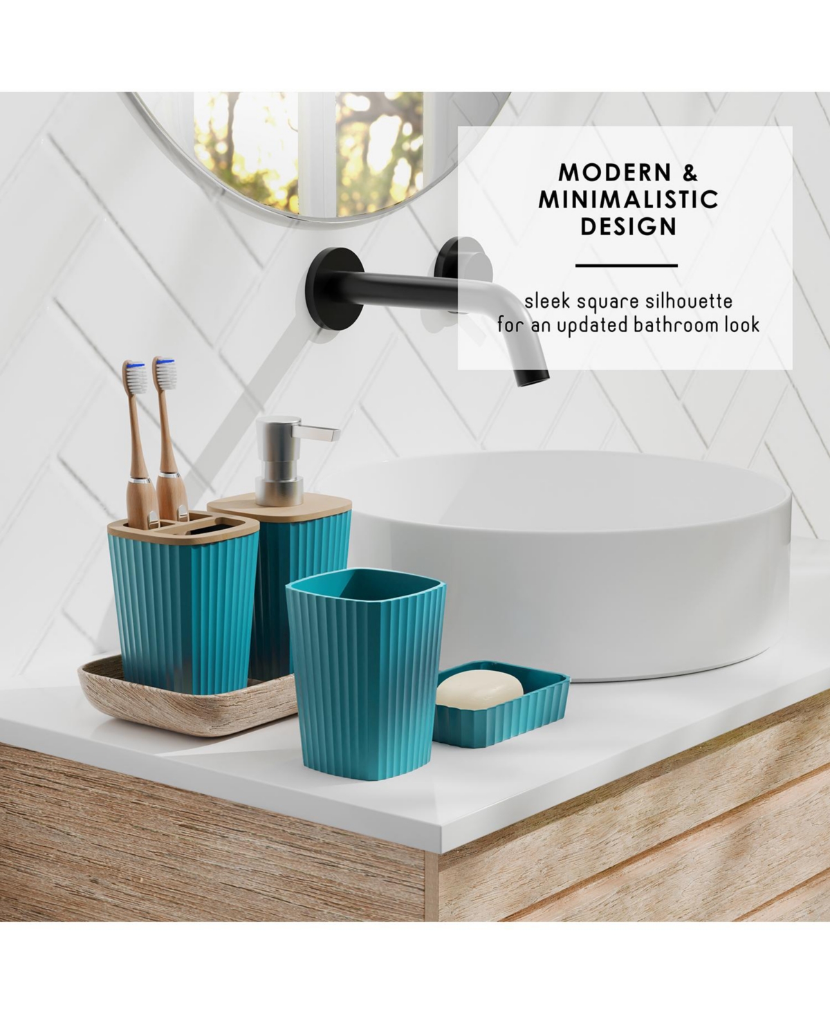 Modern Complete Bathroom Decor and Shower Caddy Set