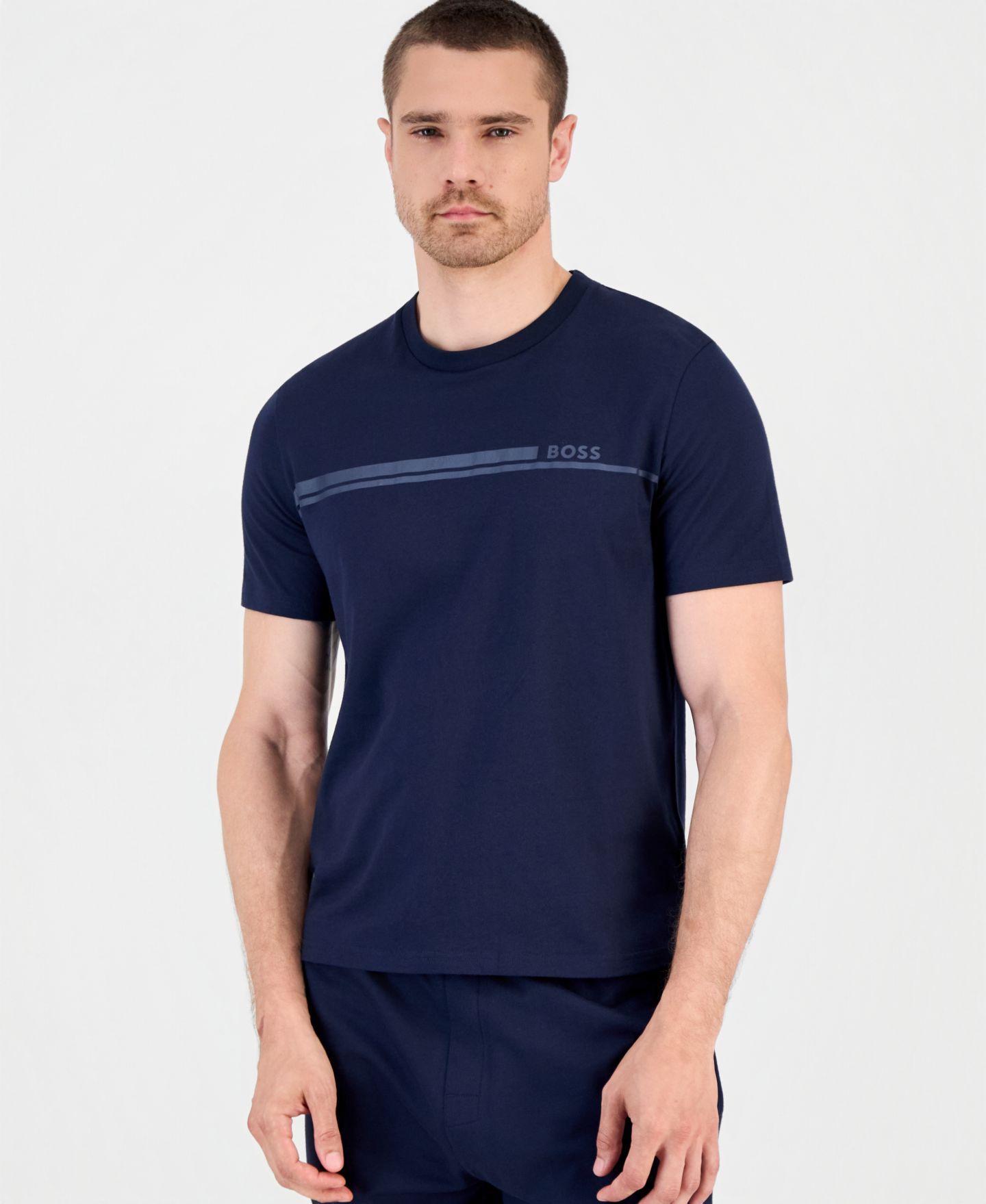 Мужская футболка BOSS by Hugo Boss Authentic Crewneck Short-Sleeve T-Shirt, цвет: Тёмный синий — фото 1