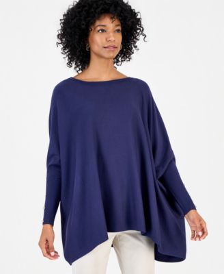 Plus Size  Boatneck Poncho Sweater