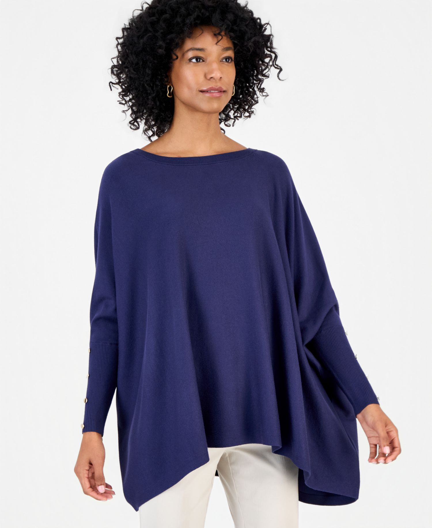 Plus Size Boatneck Poncho Sweater