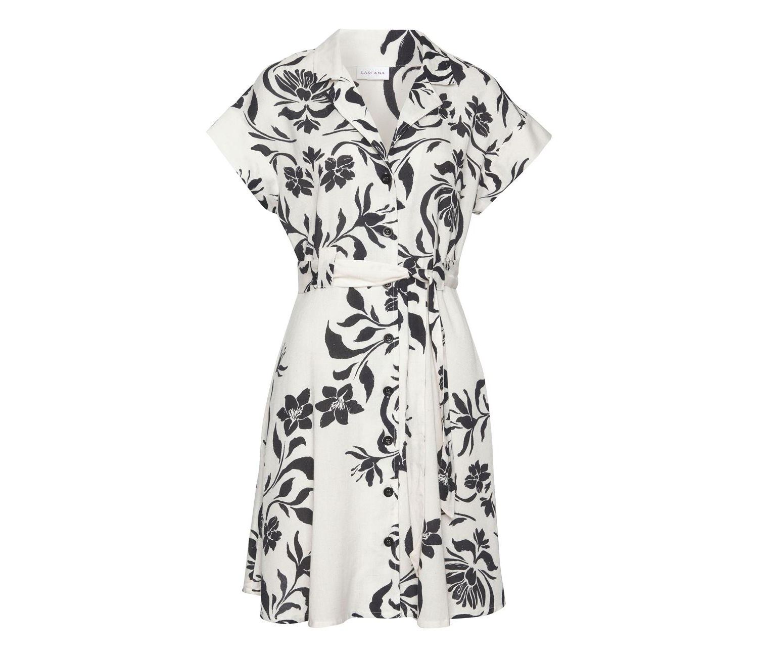 Women's Viscose Belted Button-Front Lightweight Dress